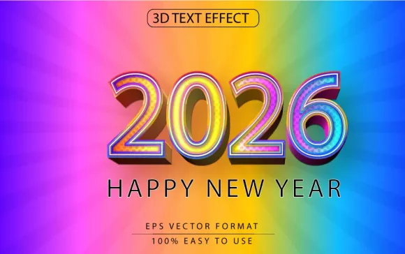 2026新年庆典，炫彩3D字体点亮未来