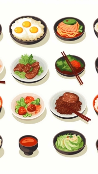韩国矢量亚洲图解菜单集传统韩国美食餐