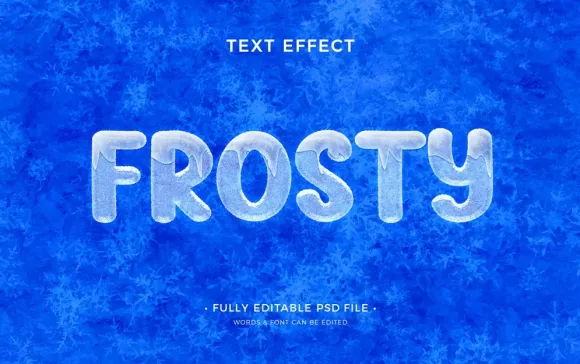 可编辑踏入冰雪奇境！梦幻霜冻质感文字样式