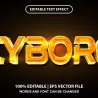 科技感爆棚！金色立体“CYBORG”文字样式开启未来视界