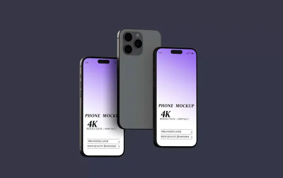 高级 PSD _具有可编辑背景的数字手机屏幕模