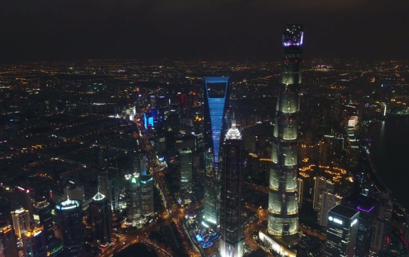 4K城市夜景延时北京国贸璀璨都市风光