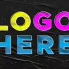 可编辑褶皱背景配鲜色纹理“LOGO HERE”文字样式