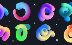 高级矢量_抽象曲线渐变线渐变3d混合描边元