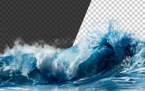 透明背景psd的蓝色海浪