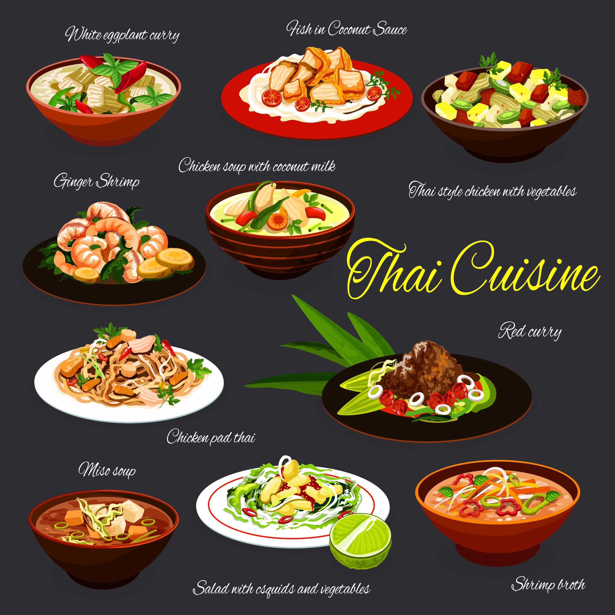泰国海鲜、肉类和蔬菜食品