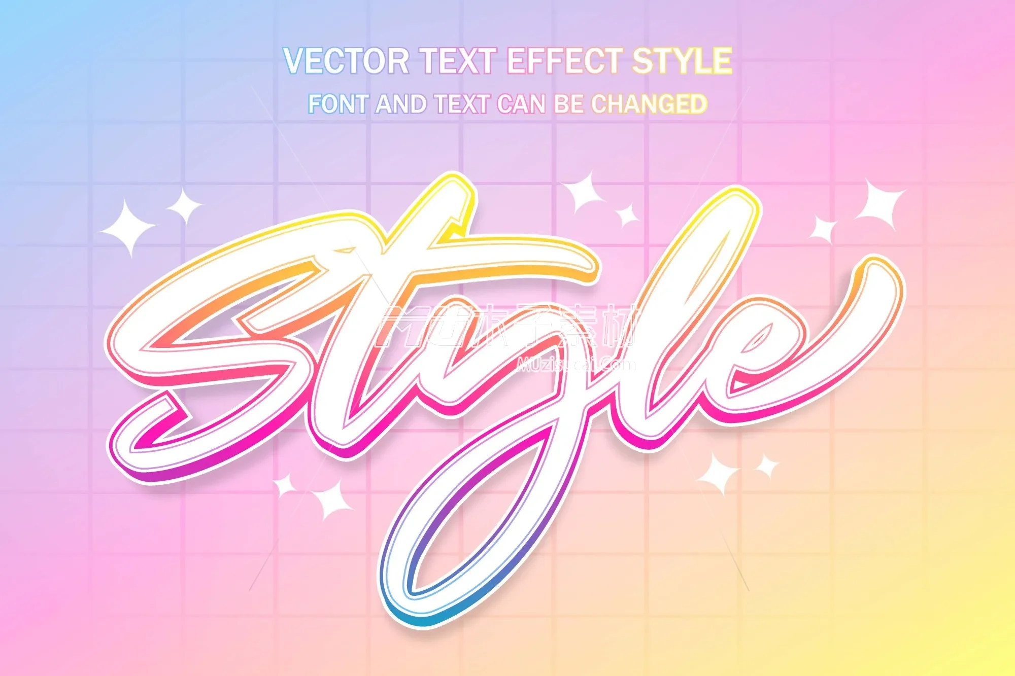 style cute kawaii kids colorful gradient typography editable text effect font style template design.webp