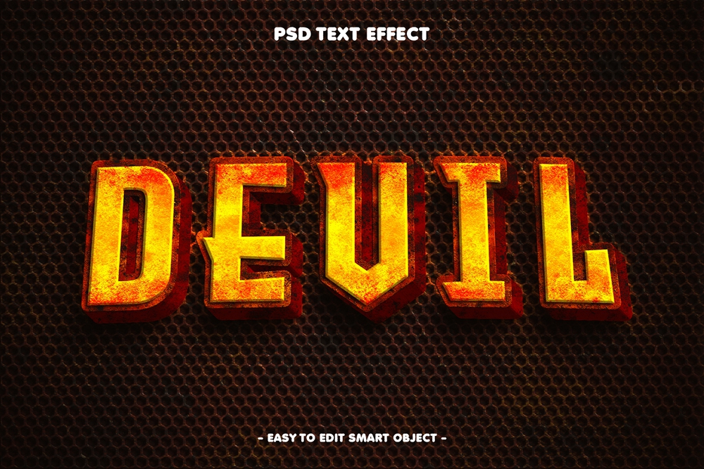 暗黑来袭！“DEVIL”锈迹火焰3D文字，释放恶魔酷炫气场.jpg
