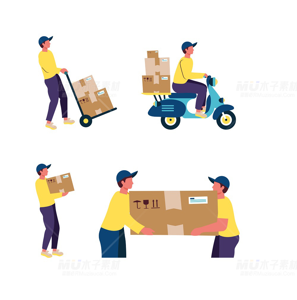 delivery_men_one_person_with_a_box_on_a_scooter_with_a_box_two_people_deliver_a_box.jpg