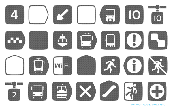 MetroFont free symbol font by Denis Serikov in 25 New Free Fonts and Typefaces for September 2013