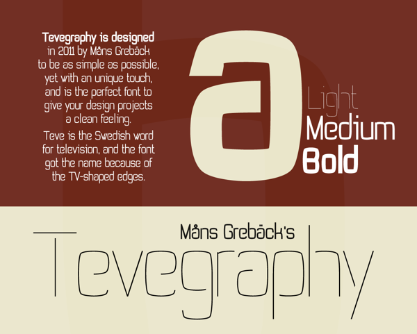 Tevegraphy free font by FontVila in 25 New Free Fonts and Typefaces for September 2013