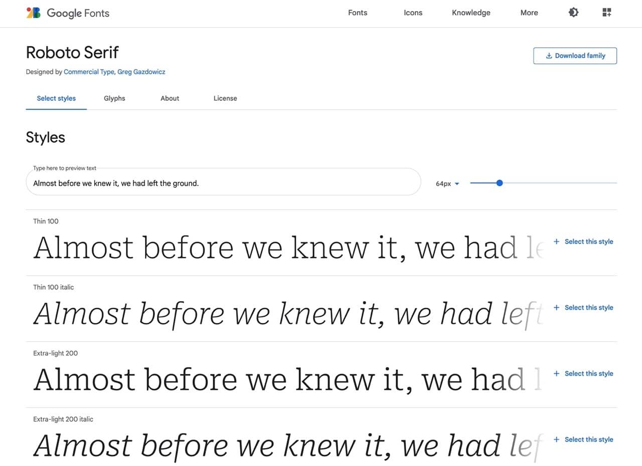 9种字重！谷歌推出免费英文衬线字体Roboto Serif（已打包）
