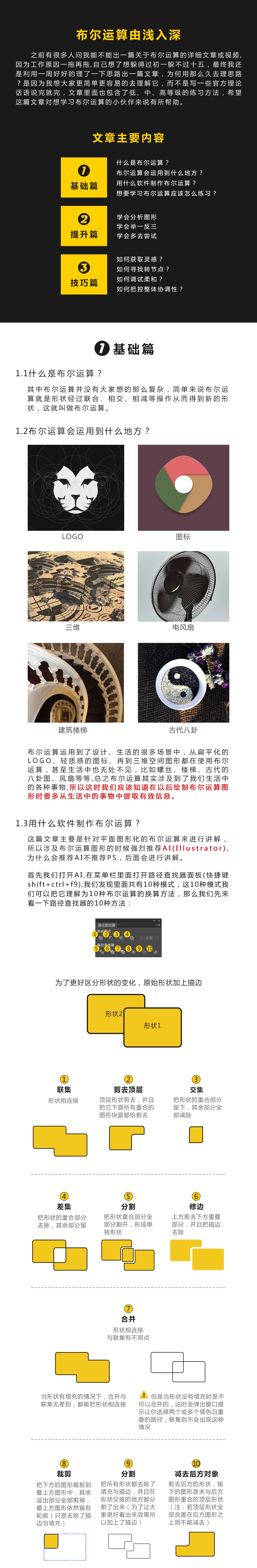 我花了一周，总结了这篇布尔运算零基础指南（附低、中、高3种练习方法）