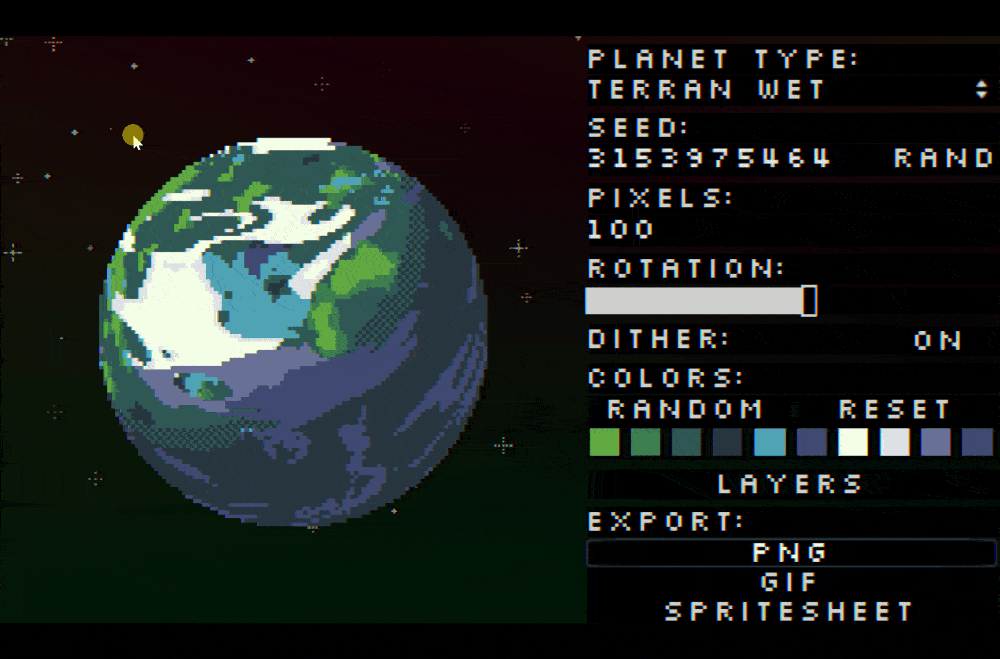 好玩又好看！像素风星球生成器 Pixel Planet Generator