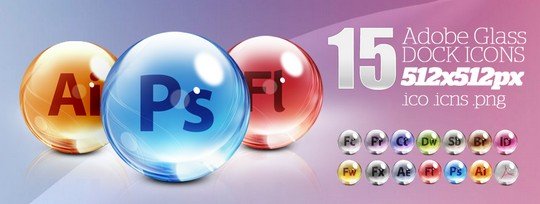 Adobe Glass Dock Icons