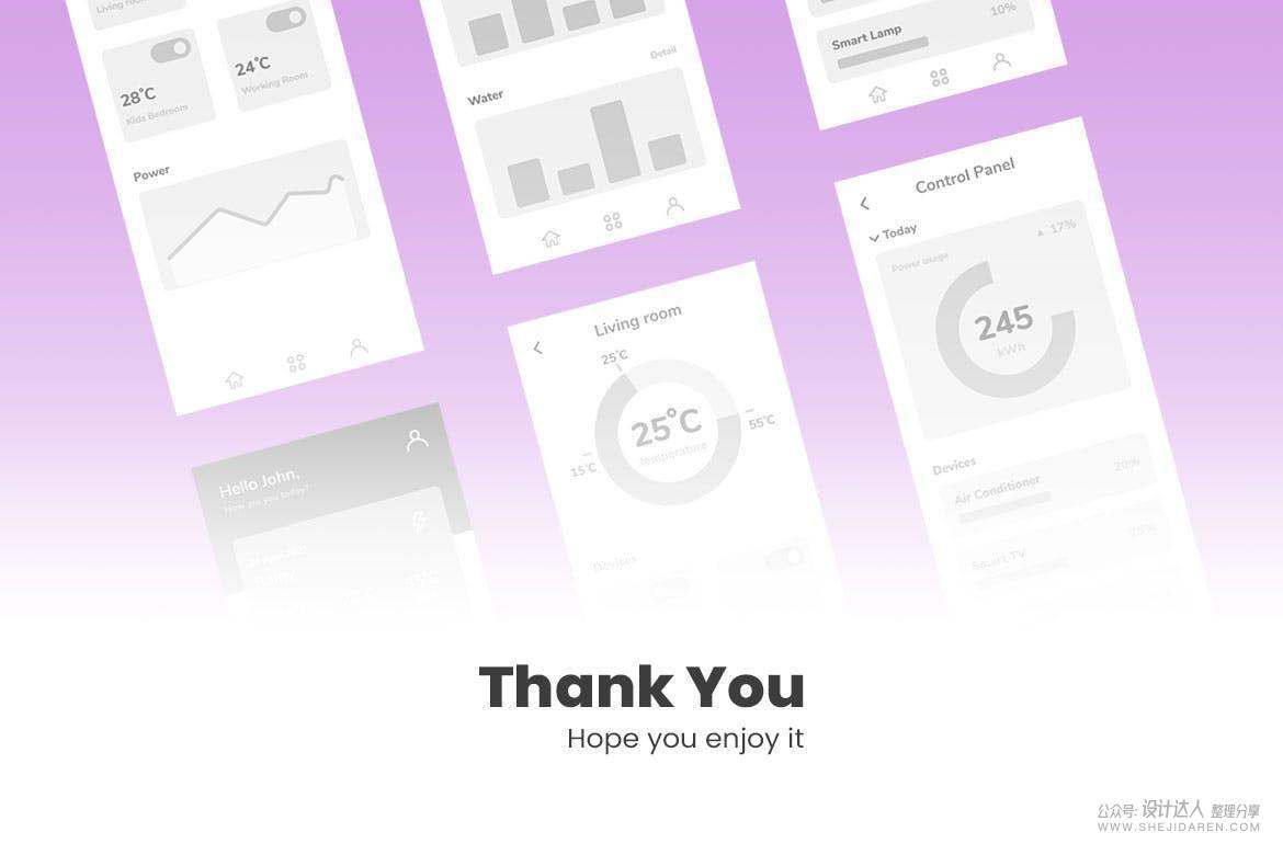 智能家居APP模板和线框图源文件
