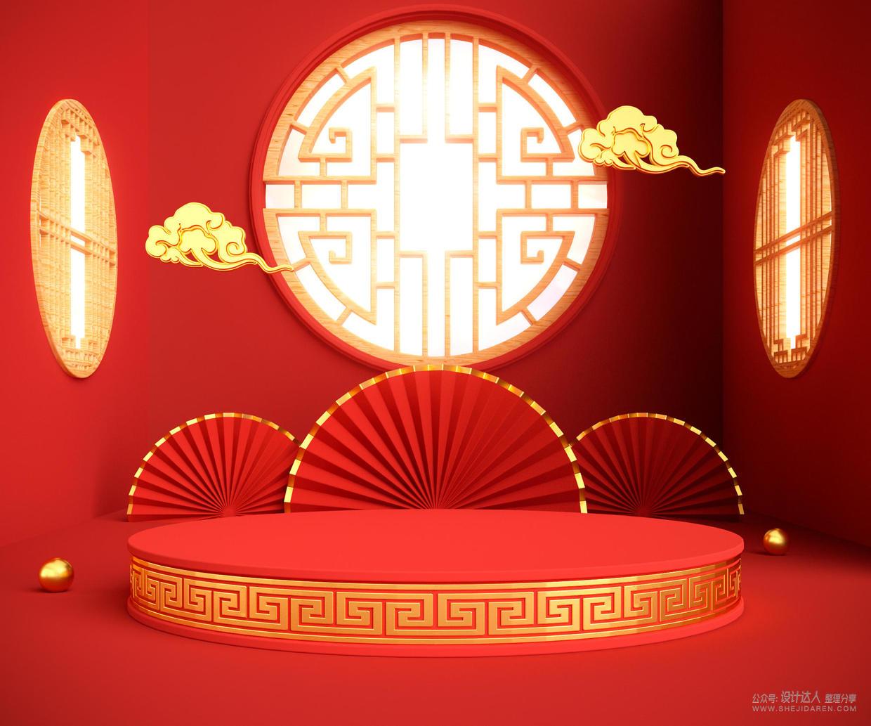 110套高质量的国潮C4D场景模型