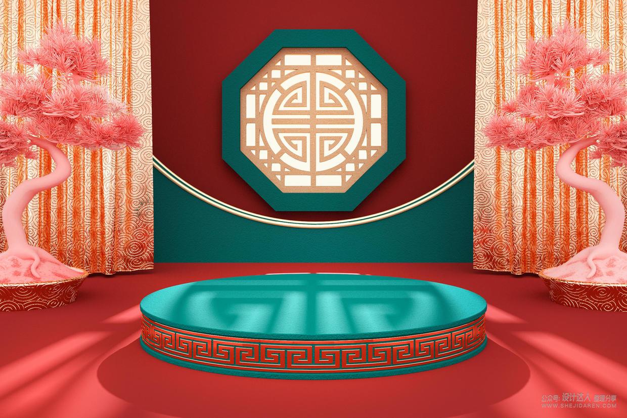 110套高质量的国潮C4D场景模型