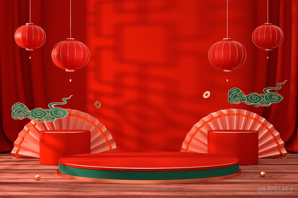 110套高质量的国潮C4D场景模型