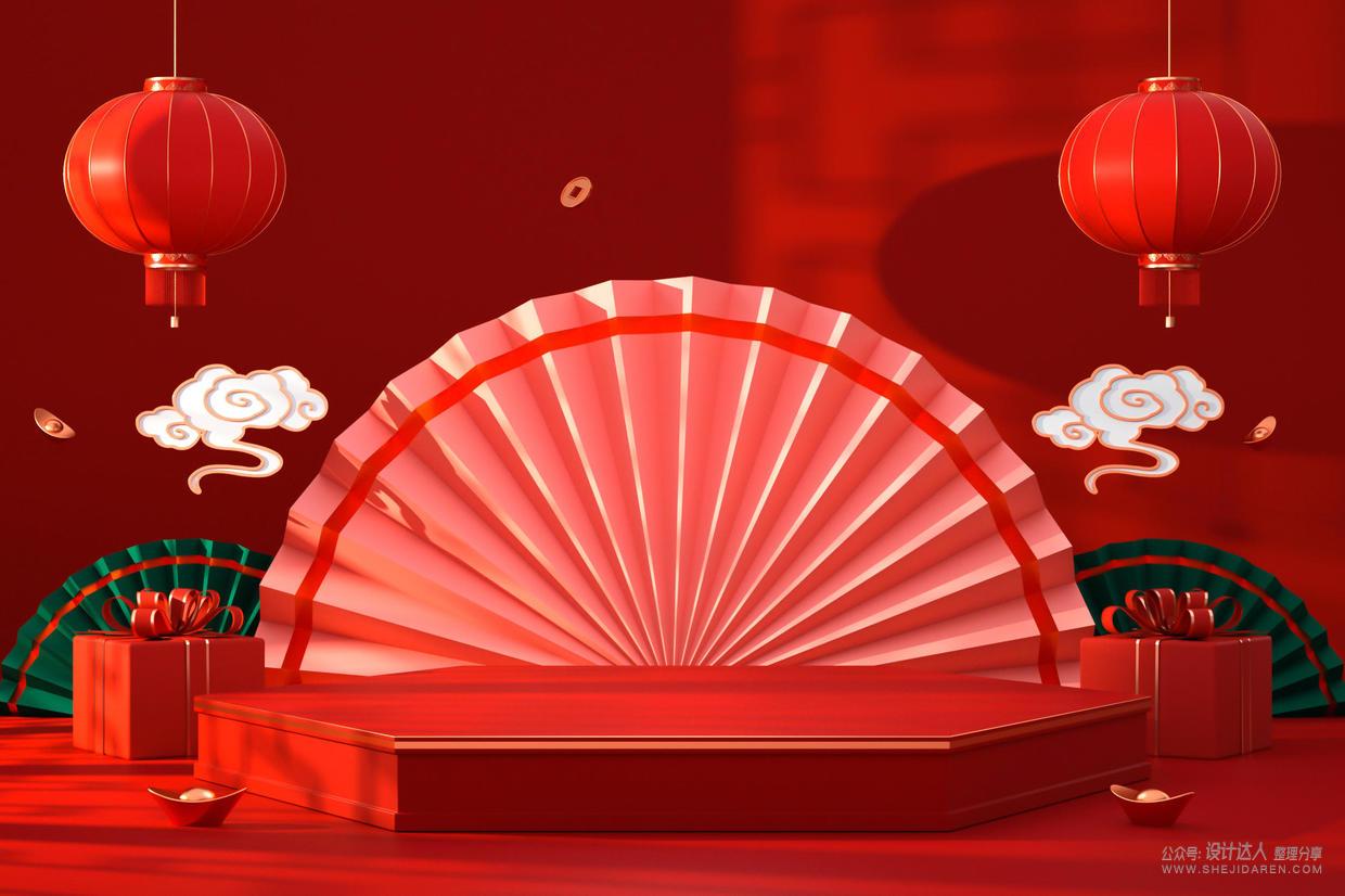 110套高质量的国潮C4D场景模型
